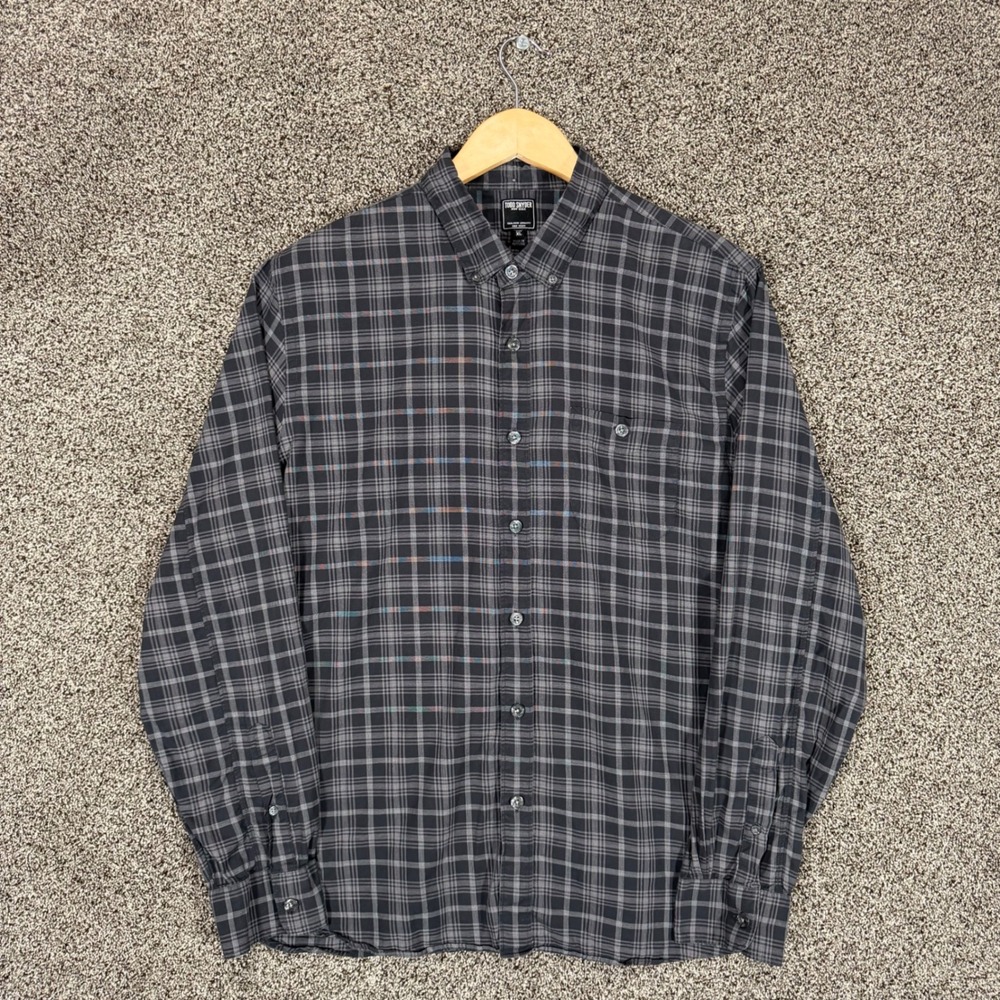Todd Snyder Shirt Mens XL Gray Plaid Cotton Long Sleeve Button Down Pocket